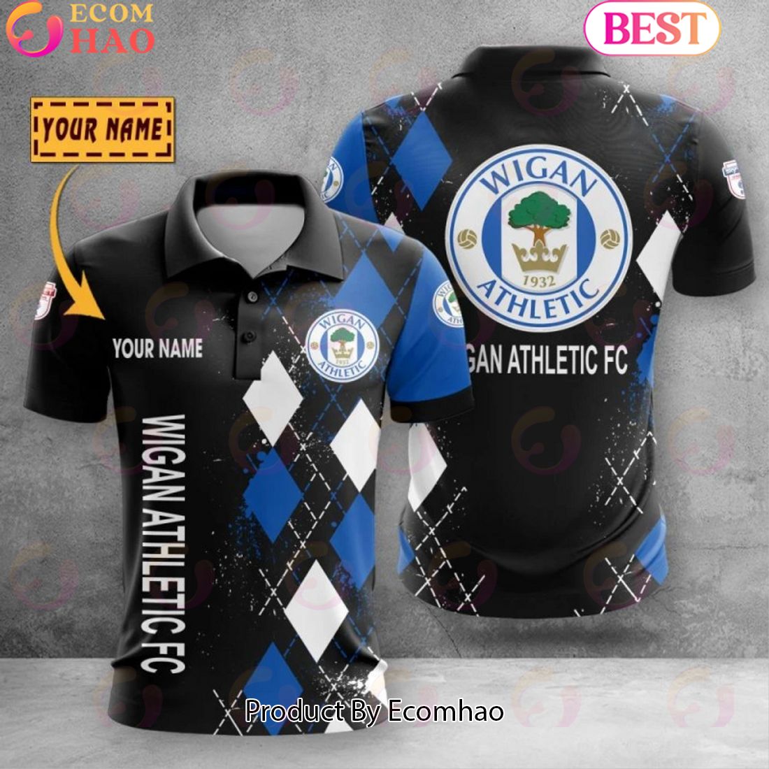 Custom Name Wigan Athletic Polo Shirt