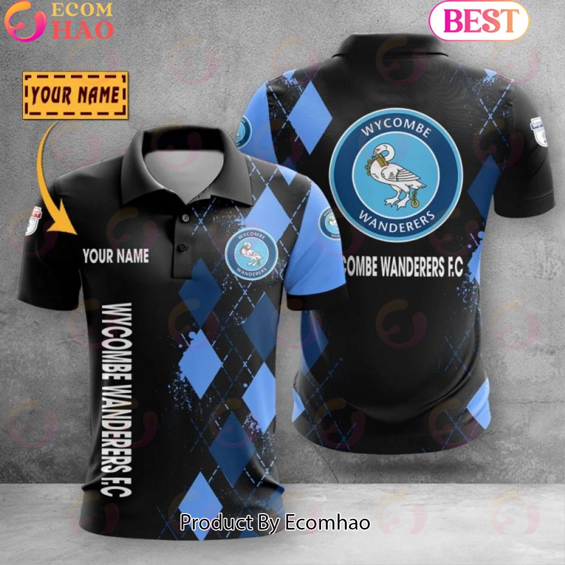 Custom Name Wycombe Wanderers F.C Polo Shirt