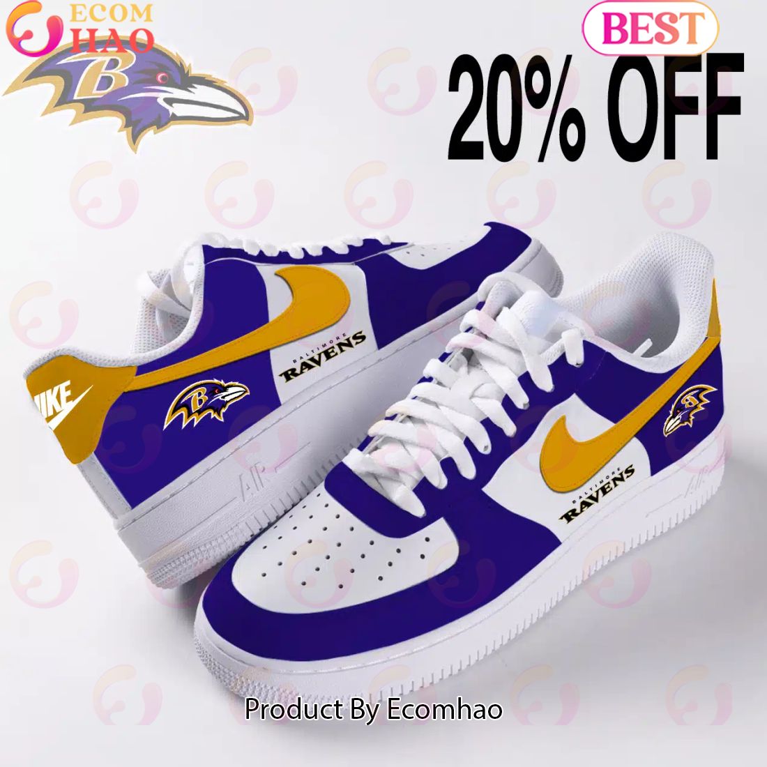 NEW] NFL Baltimore Ravens Air Force 1 Sneakers