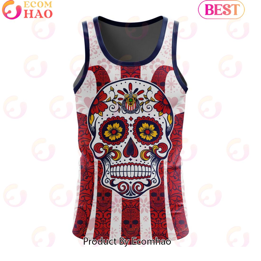 LIGA MX Chivas Guadalajara 23 24 Home Special Dia De Muertos Design Tank Top