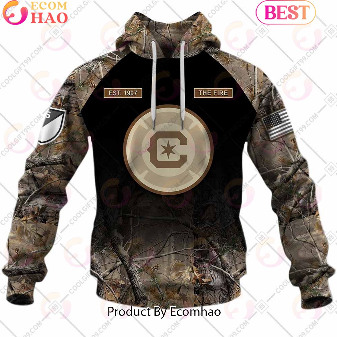 Personalized MLS Chicago Fire FC Camouflage 3D Hoodie