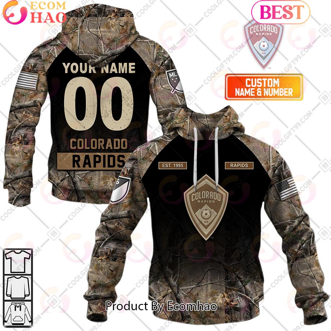 Personalized MLS Colorado Rapids Camouflage 3D Hoodie