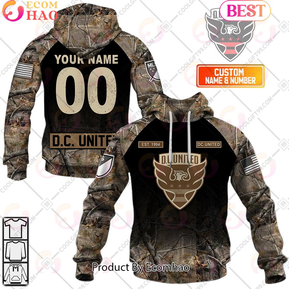 Personalized MLS D.C. United Camouflage 3D Hoodie