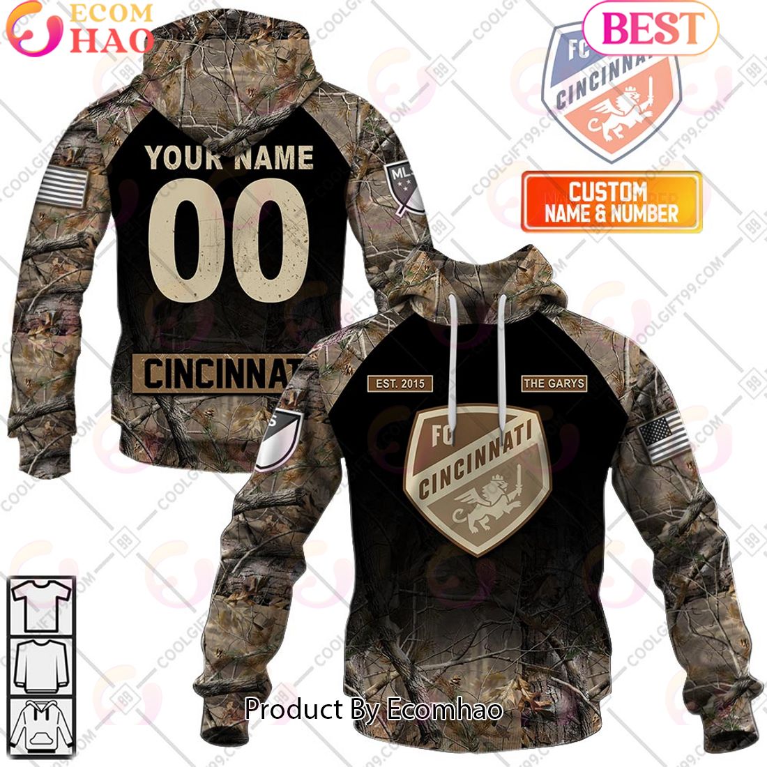 Personalized MLS FC Cincinnati Camouflage 3D Hoodie