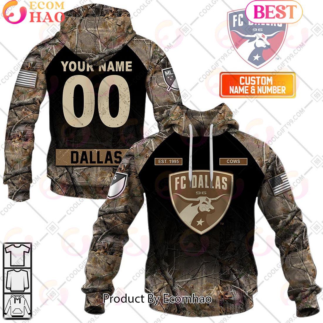 Personalized MLS FC Dallas Camouflage 3D Hoodie