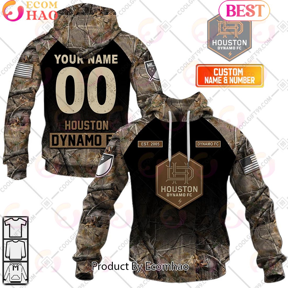 Personalized MLS Houston Dynamo FC Camouflage 3D Hoodie