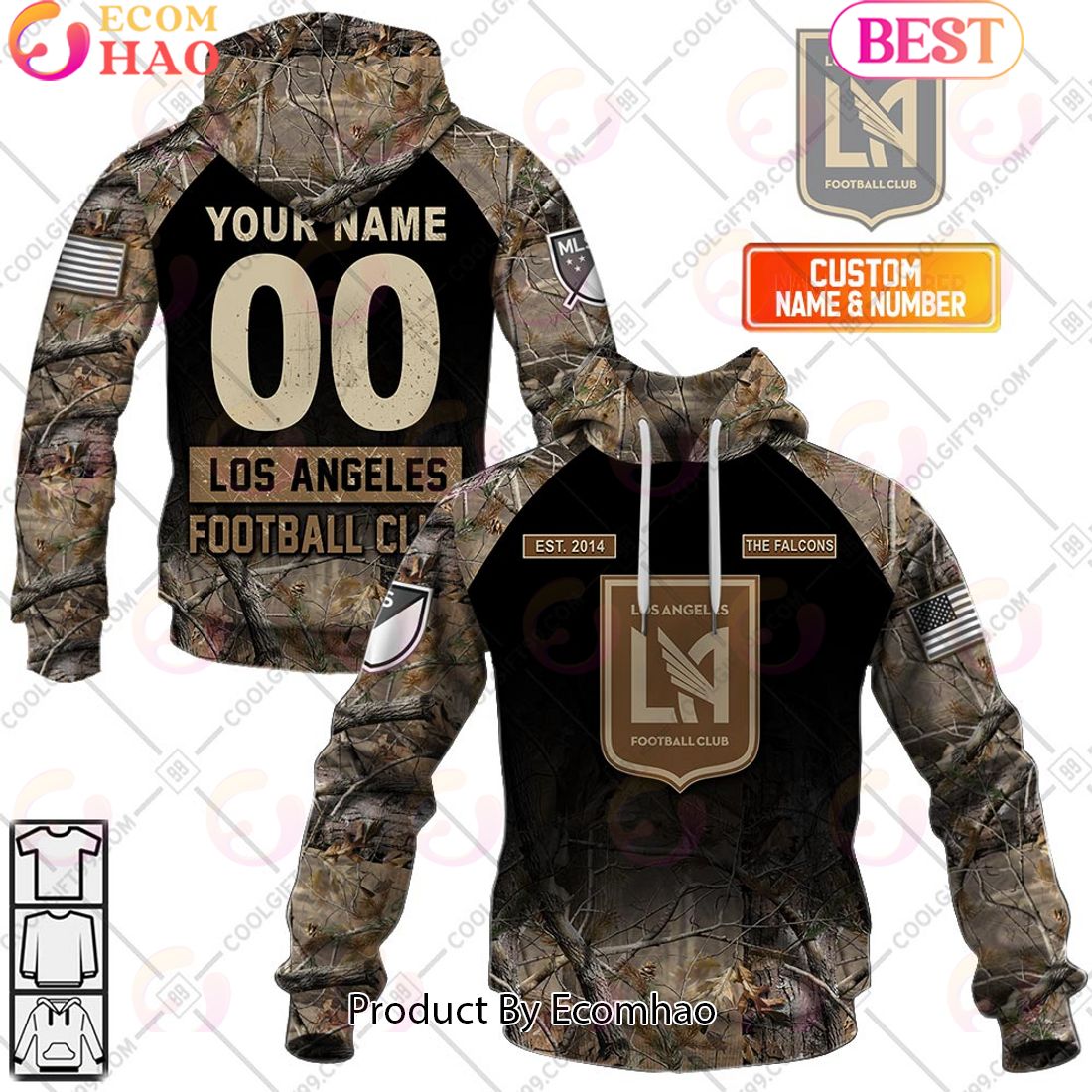 Personalized MLS Los Angeles FC Camouflage 3D Hoodie