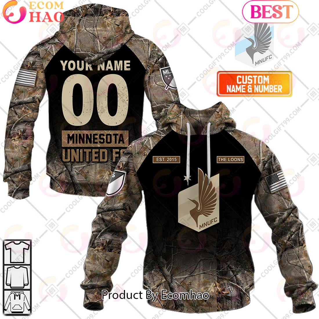 Personalized MLS Minnesota United FC Camouflage 3D Hoodie