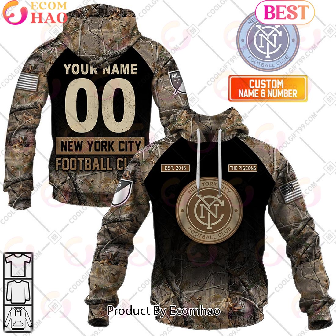 Personalized MLS New York City FC Camouflage 3D Hoodie