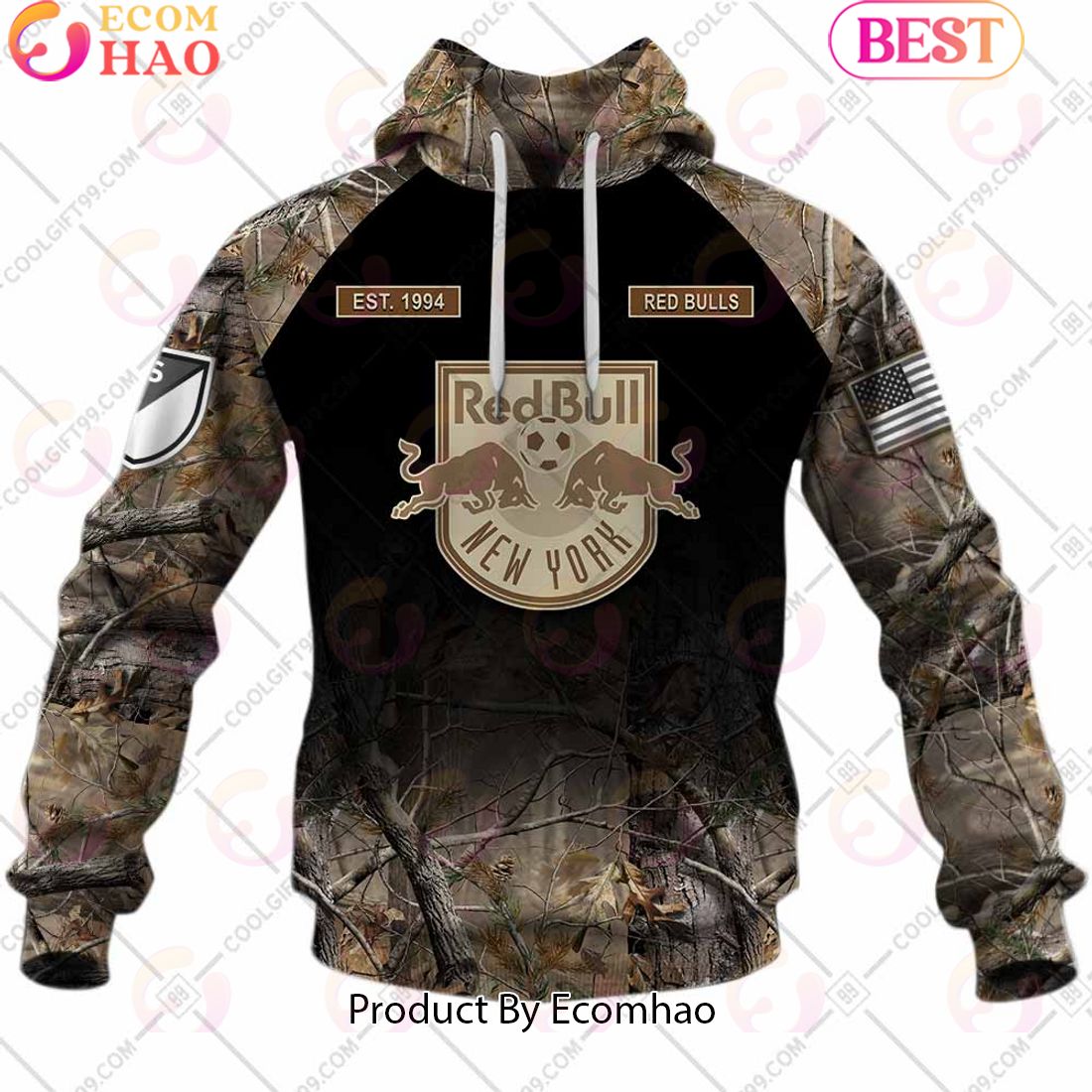 Personalized MLS New York Red Bulls Camouflage 3D Hoodie