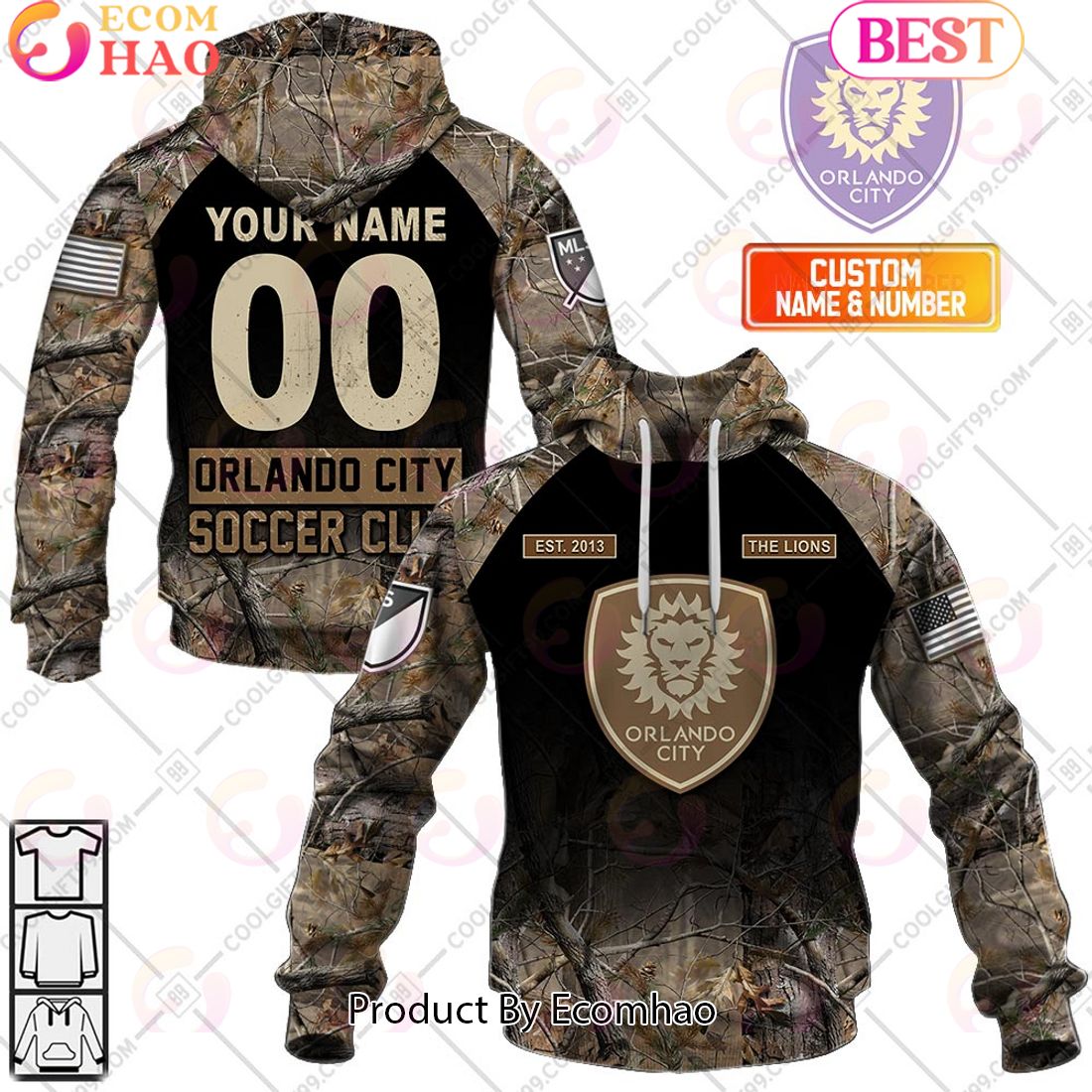 Personalized MLS Orlando City SC Camouflage 3D Hoodie