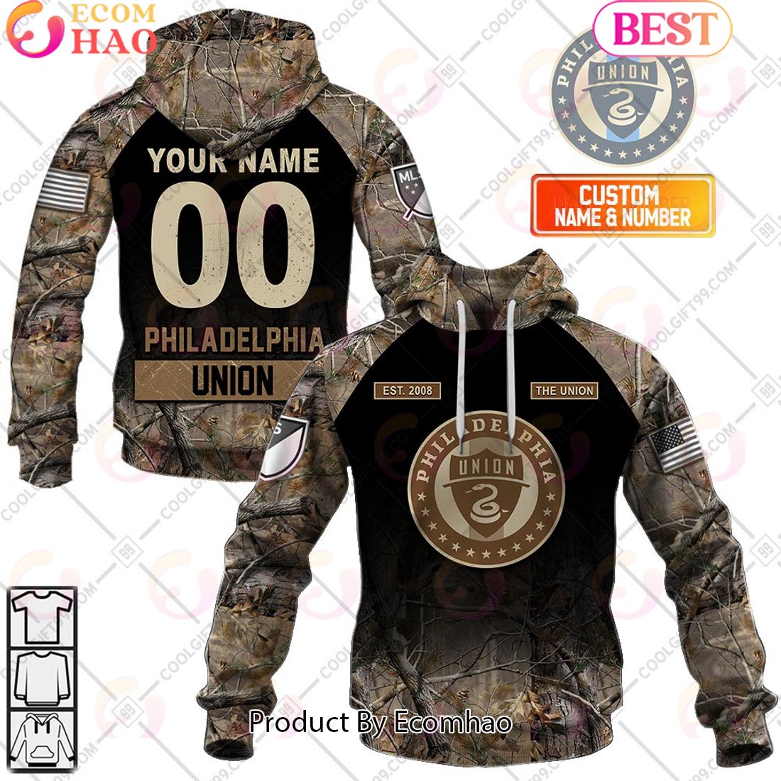 Personalized MLS Philadelphia Union Camouflage 3D Hoodie