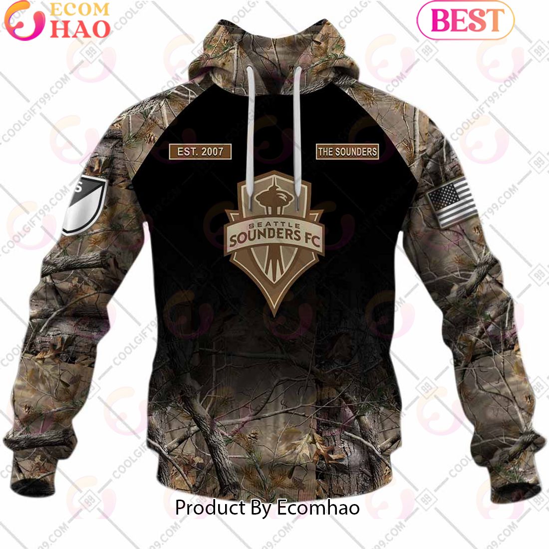 Personalized MLS Seattle Sounders FC Camouflage 3D Hoodie