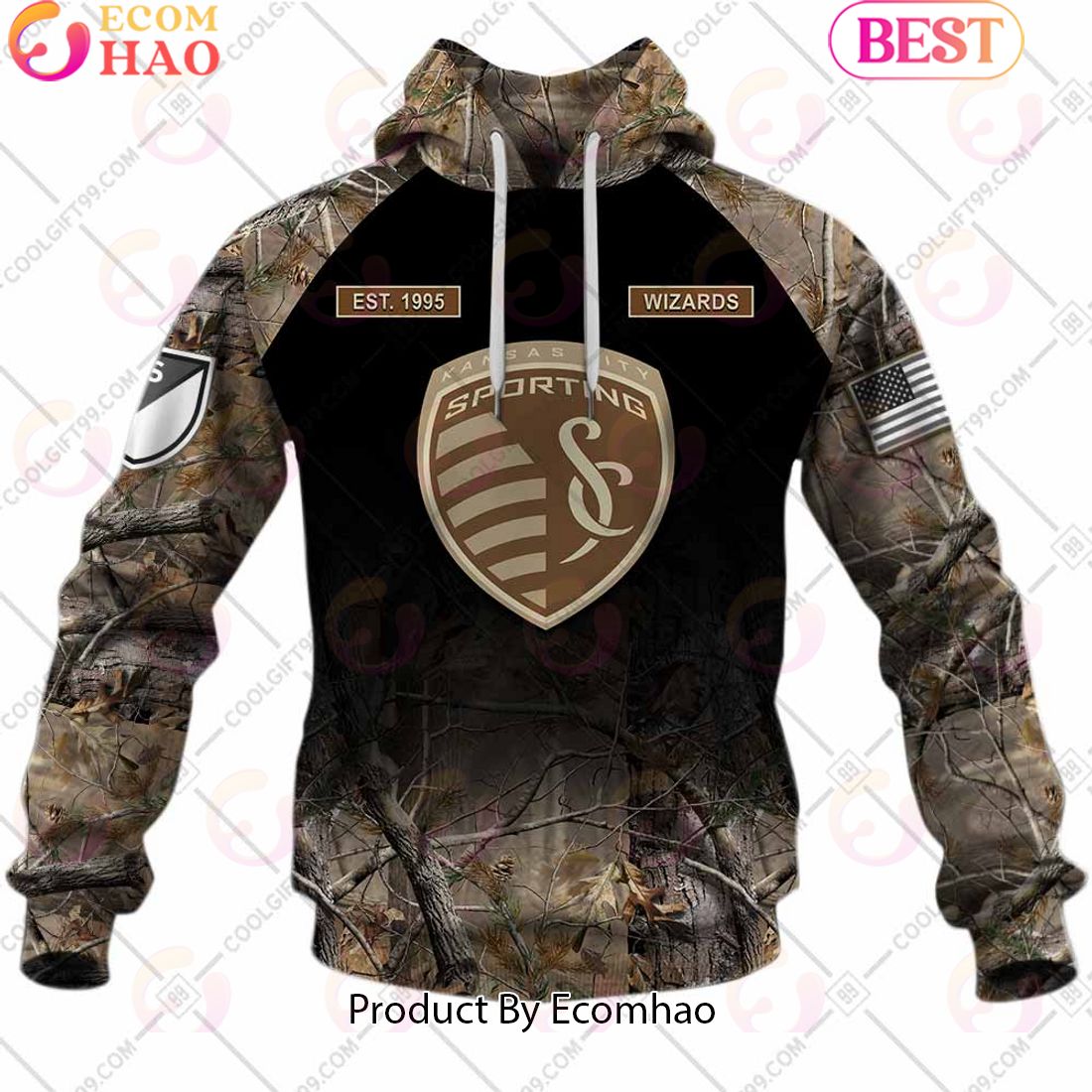 Personalized MLS Sporting Kansas City Camouflage 3D Hoodie