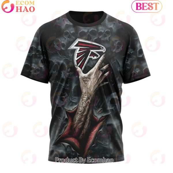 NFL Atlanta Falcons Special Horror Skull Art Design Halloween 3D Hoodie