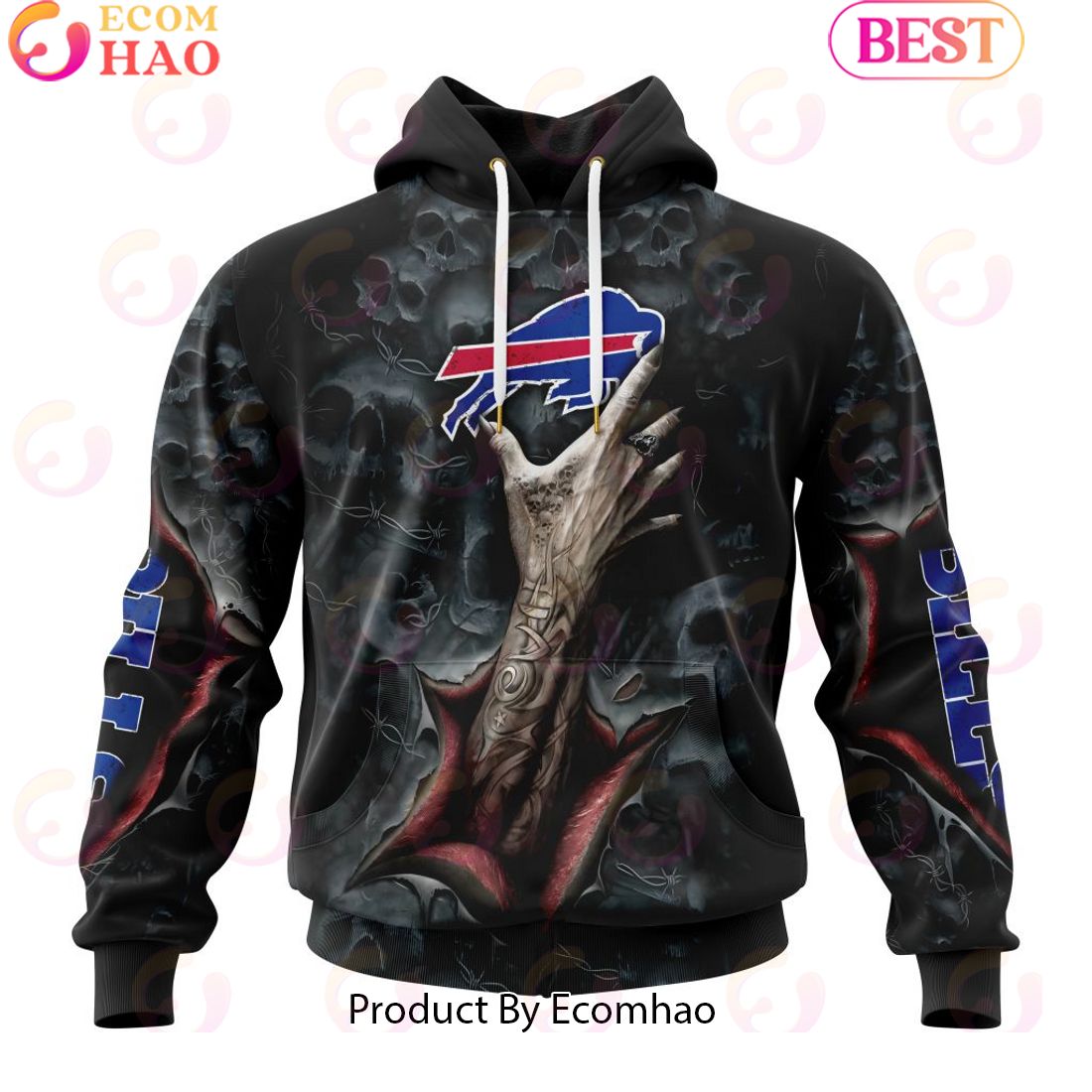 NFL Buffalo Bills Special Horror Skull Art Design Halloween 3D Hoodie