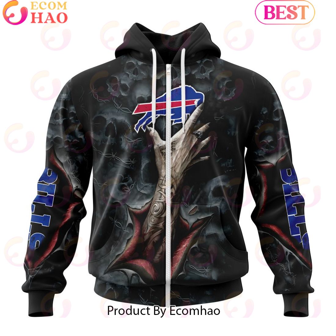 NFL Buffalo Bills Special Horror Skull Art Design Halloween 3D Hoodie