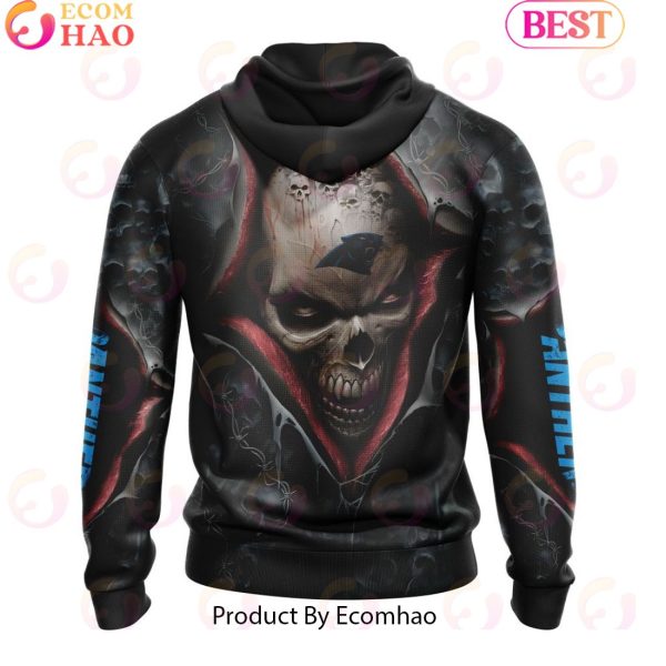 NFL Carolina Panthers Special Horror Skull Art Design Halloween 3D Hoodie