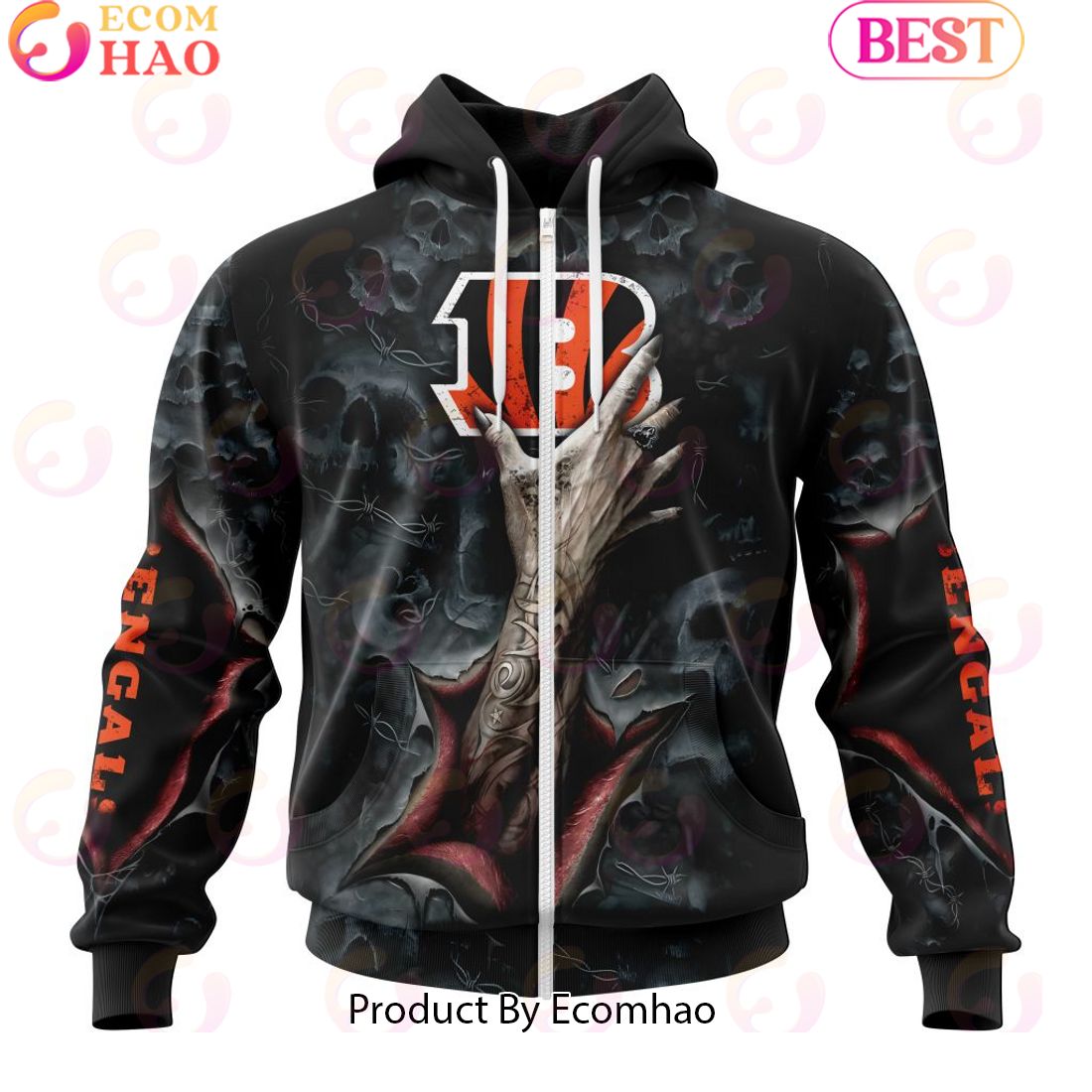 NFL Cincinnati Bengals Special Horror Skull Art Design Halloween 3D Hoodie