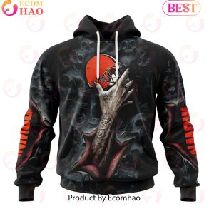 NFL Cleveland Browns Special Horror Skull Art Design Halloween 3D Hoodie
