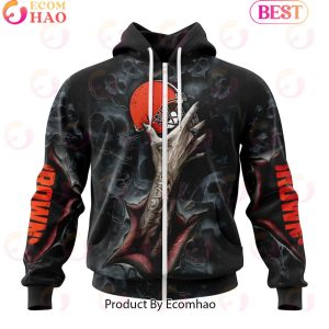 NFL Cleveland Browns Special Horror Skull Art Design Halloween 3D Hoodie