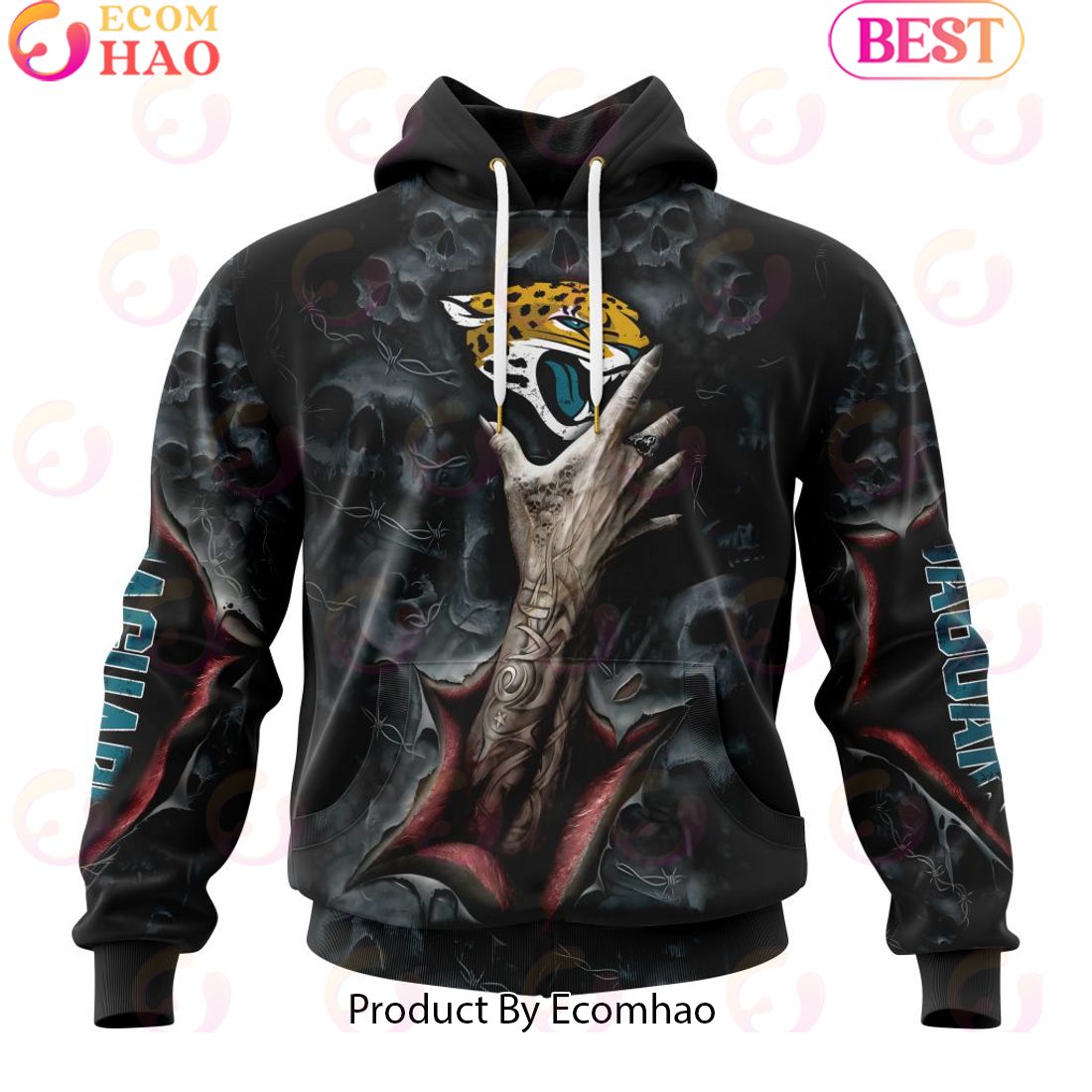 NFL Jacksonville Jaguars Special Horror Skull Art Design Halloween 3D Hoodie