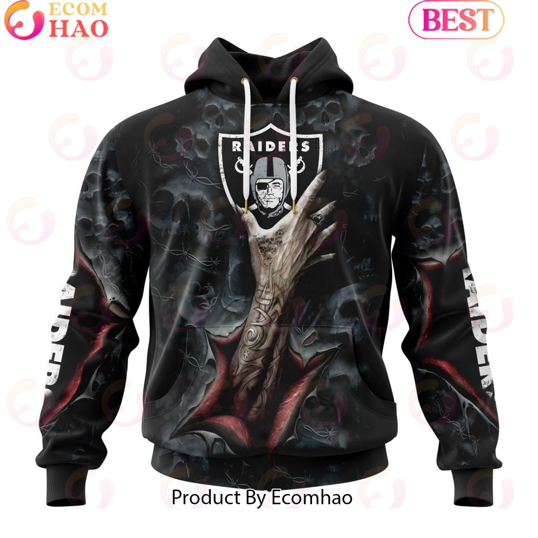 NFL Las Vegas Raiders Special Horror Skull Art Design Halloween 3D Hoodie