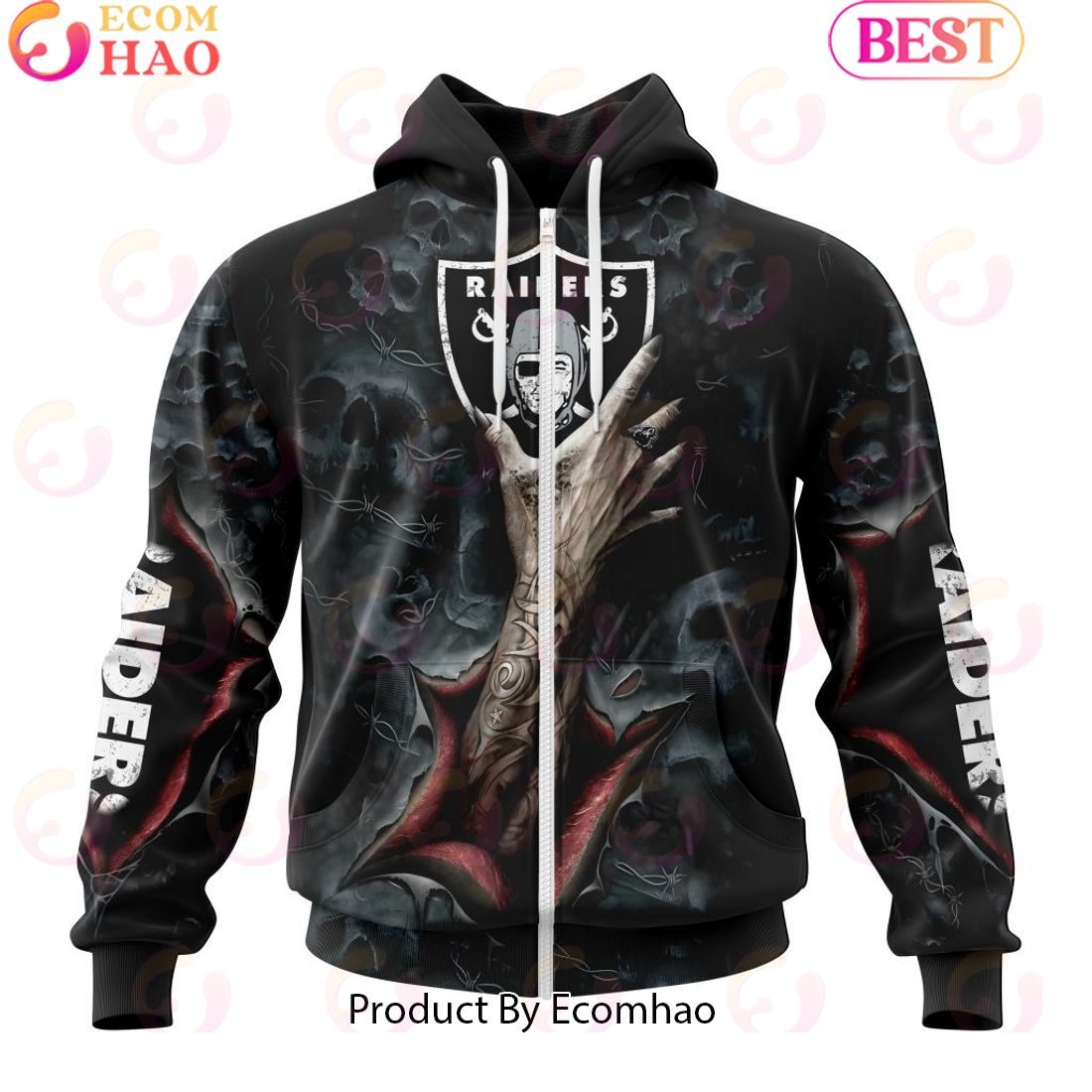 NFL Las Vegas Raiders Special Horror Skull Art Design Halloween 3D Hoodie