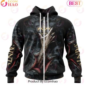 NFL New Orleans Saints Special Horror Skull Art Design Halloween 3D Hoodie NFL New Orleans Saints Special Horror Skull Art Design Halloween 3D Hoodie