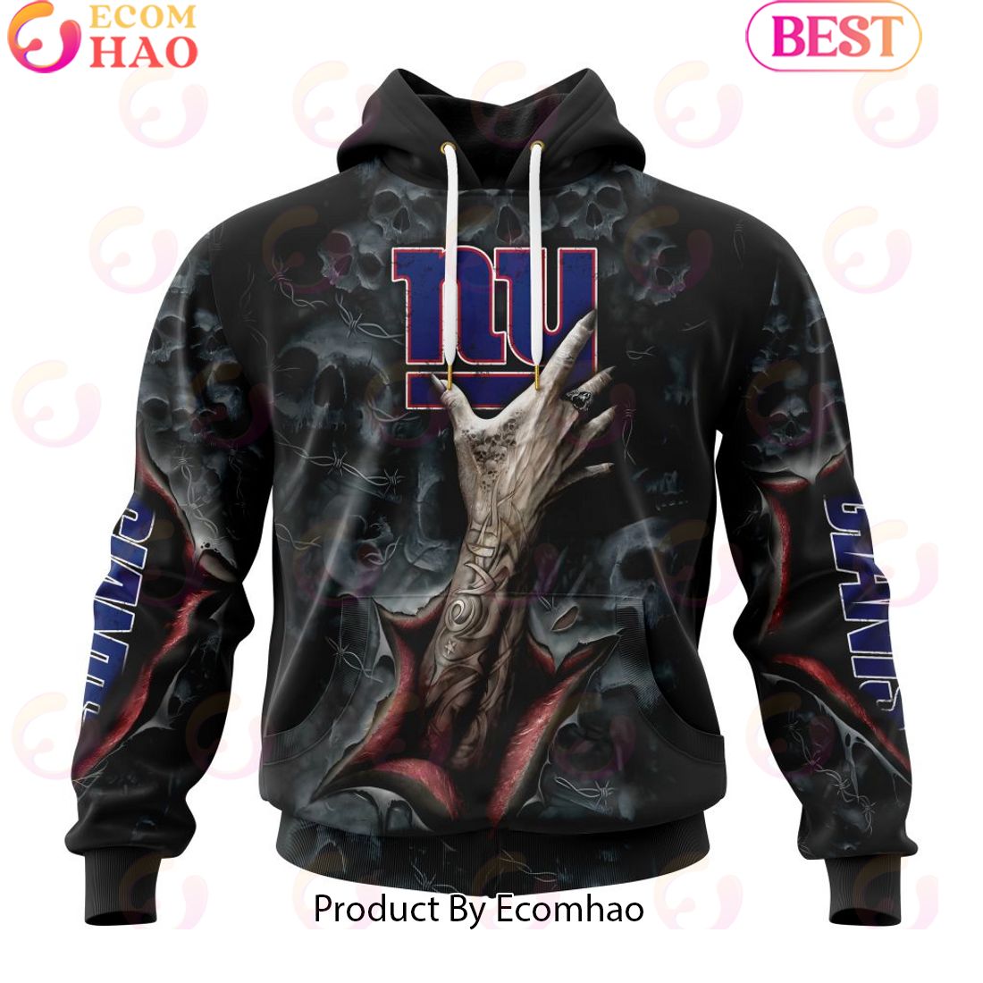 NFL New York Giants Special Horror Skull Art Design Halloween 3D Hoodie