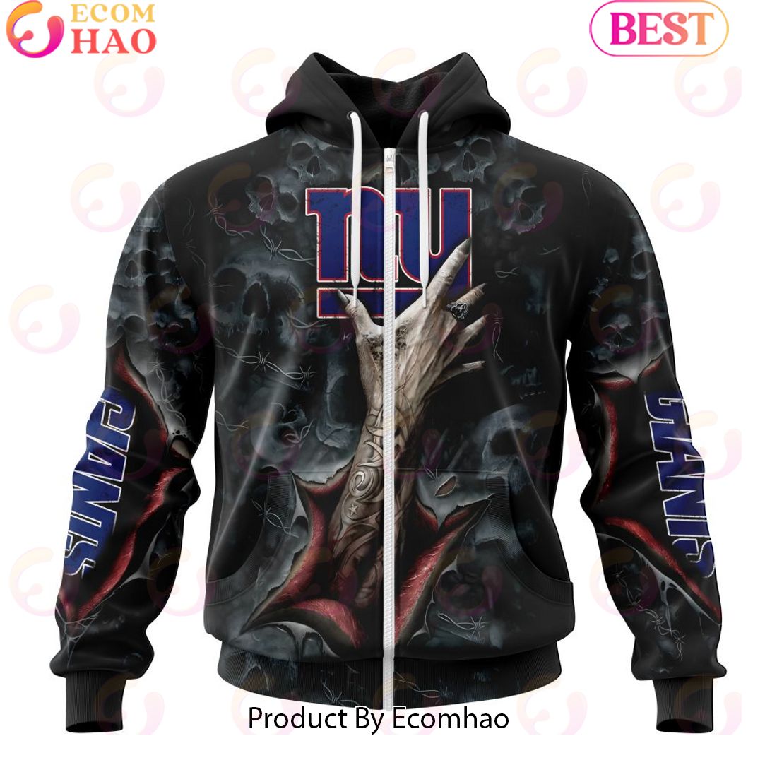 NFL New York Giants Special Horror Skull Art Design Halloween 3D Hoodie