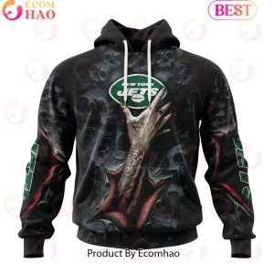 NFL New York Jets Special Horror Skull Art Design Halloween 3D Hoodie NFL New York Jets Special Horror Skull Art Design Halloween 3D Hoodie