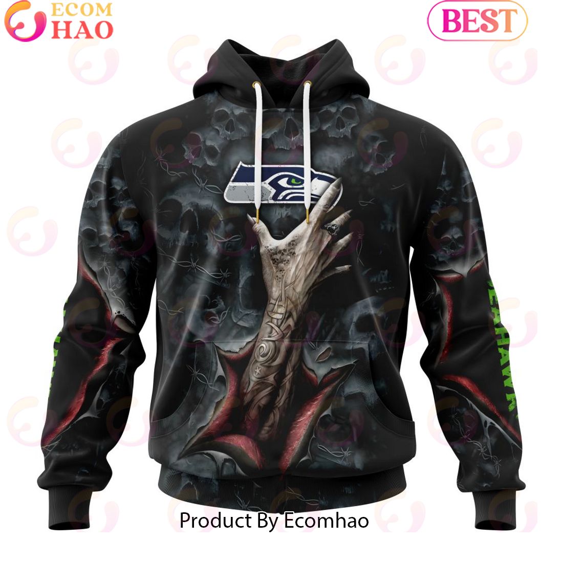 NFL Washington Commanders Special Horror Skull Art Design Halloween 3D Hoodie