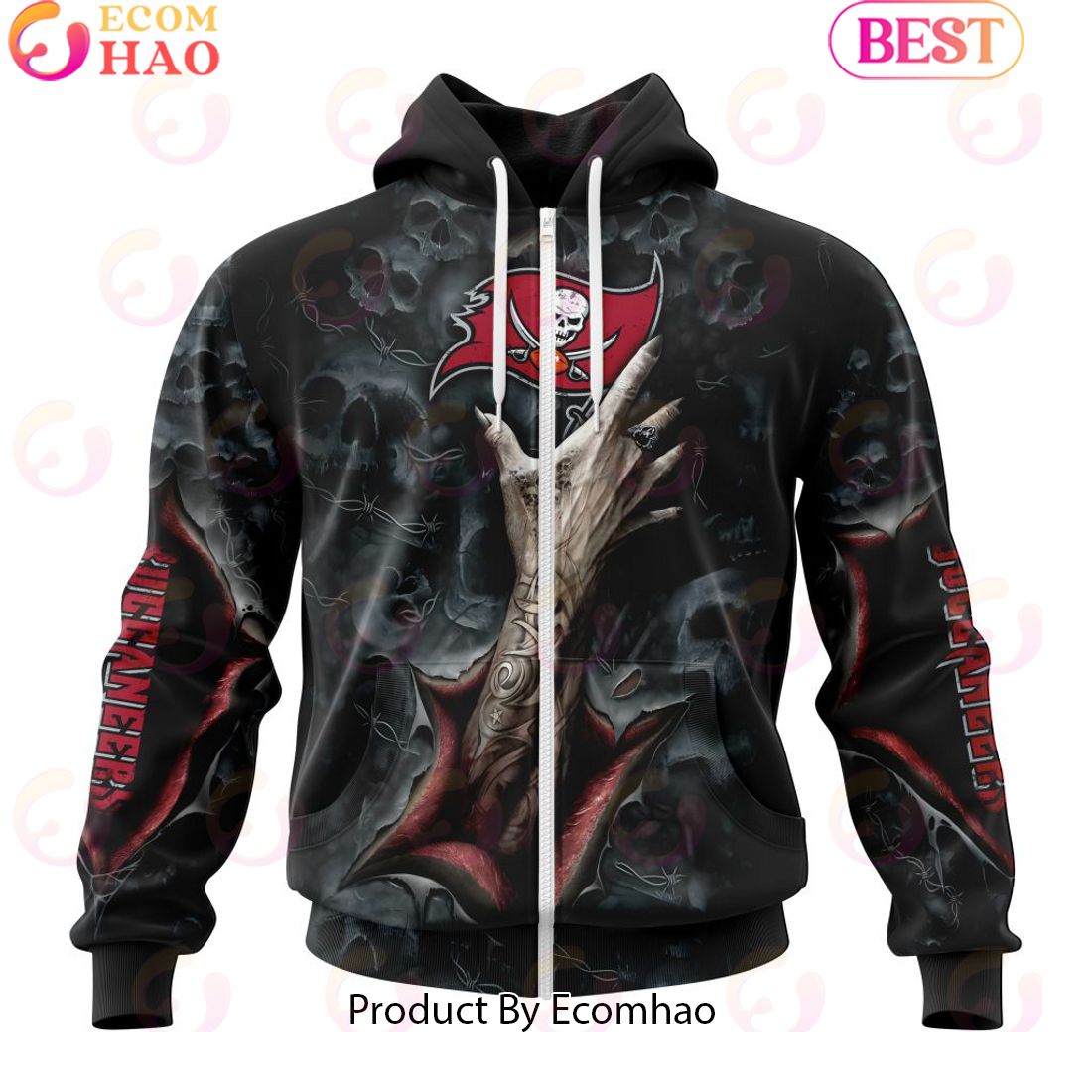 NFL Tampa Bay Buccaneers Special Horror Skull Art Design Halloween 3D Hoodie