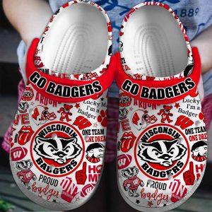 Go Badgers Wisconsin Badgers Proud Badger Clogs