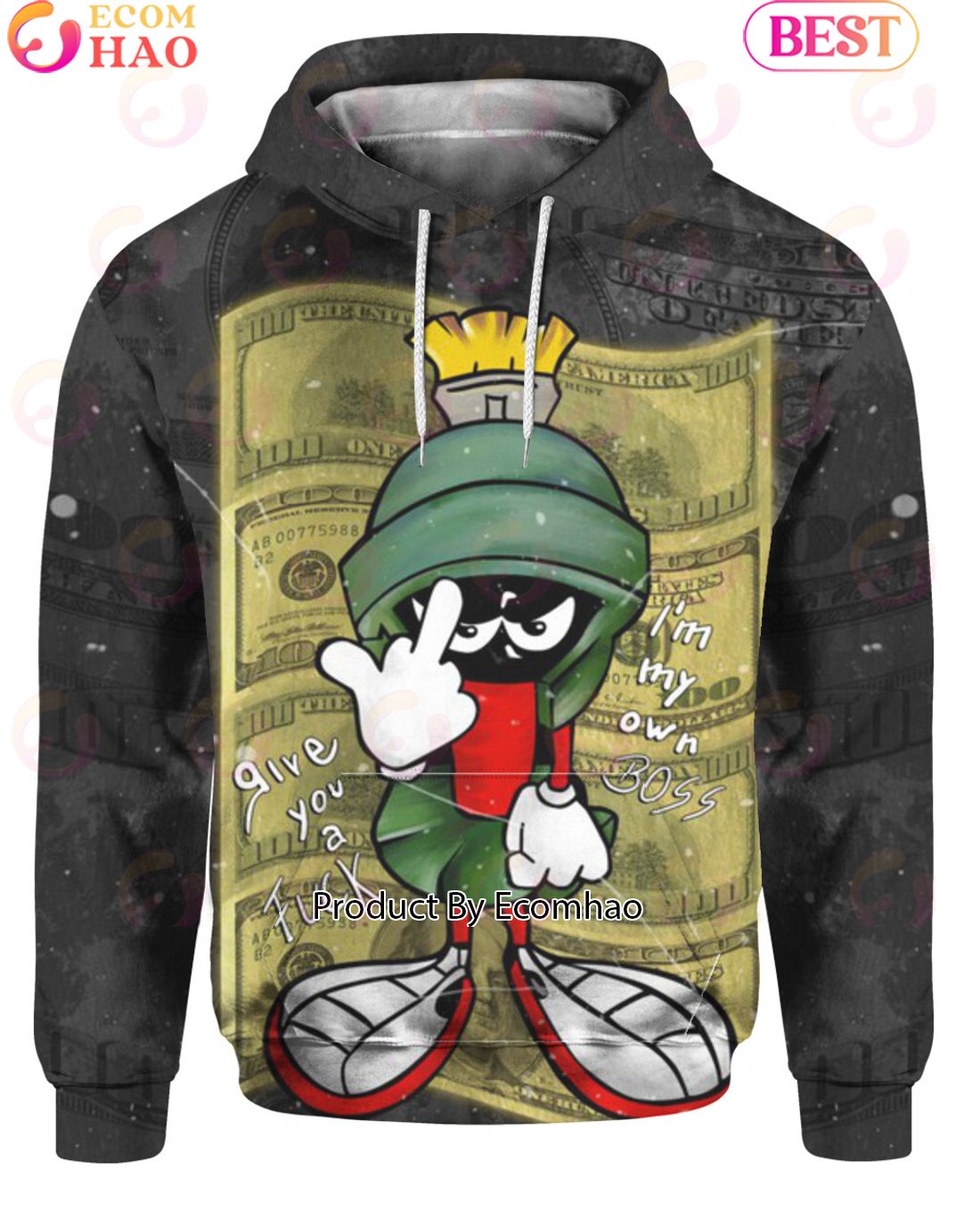 Marvin The Martian 100 Dollar Looney Tunes Hoodie