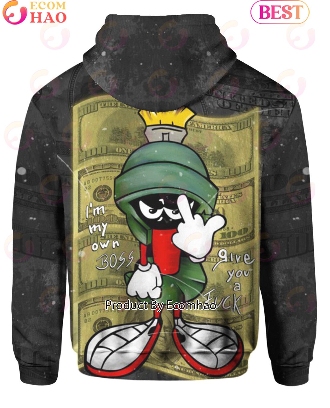 Marvin The Martian 100 Dollar Looney Tunes Hoodie