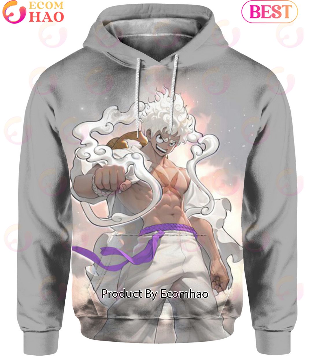 One Piece Anime Luffy Gear 5 Joy Boy Hoodie