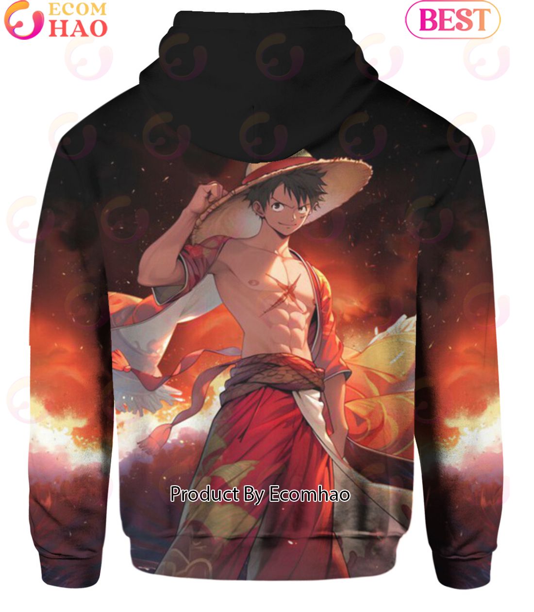 One Piece Anime Luffy Hakama Style Hoodie