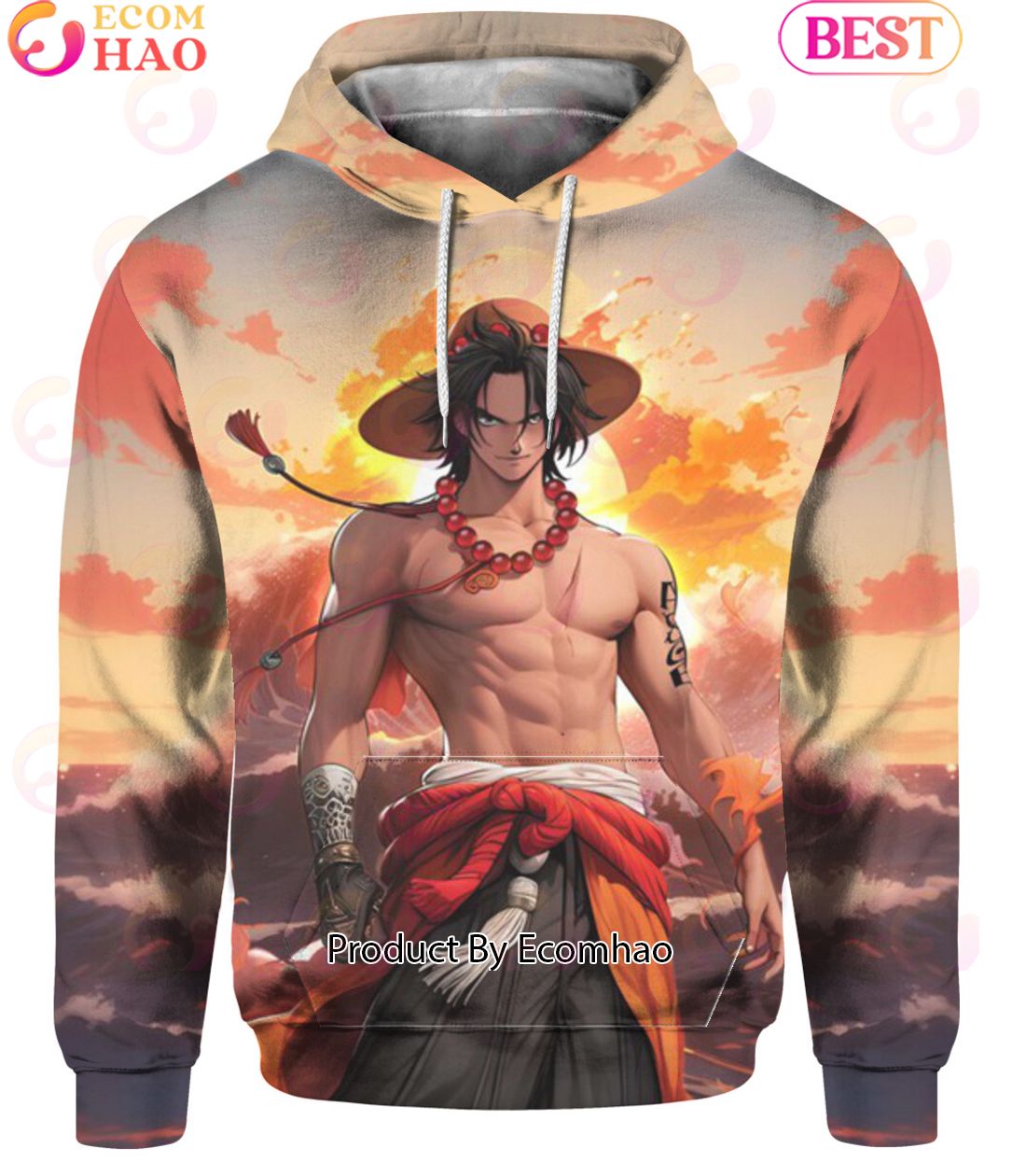 One Piece Anime Portgas D. Ace Fire Power Hoodie