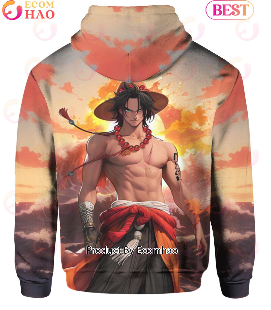 One Piece Anime Portgas D. Ace Fire Power Hoodie