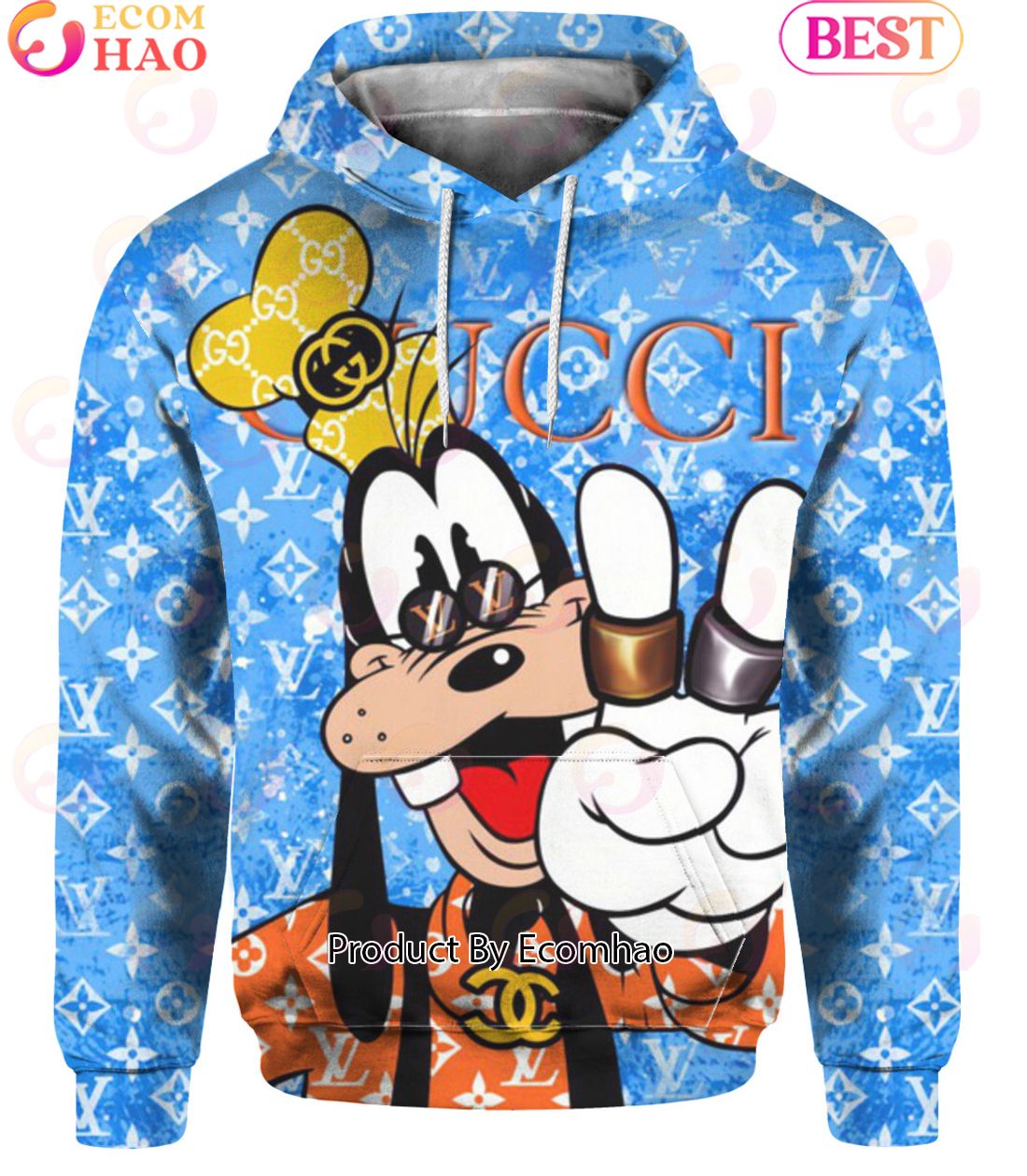 Goofy Cartoon LV Parttern Hoodie Luxury Items