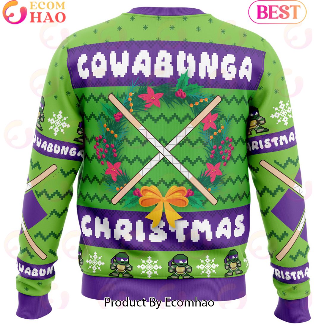 Cowabunga Donatello Christmas Teenage Mutant Ninja Turtles Ugly Christmas Sweater