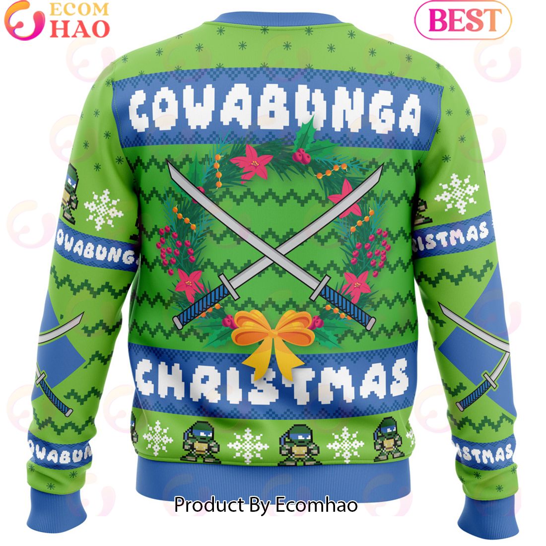 Cowabunga Leonardo Christmas Teenage Mutant Ninja Turtles Ugly Christmas Sweater