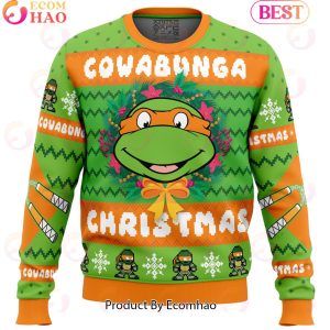 Cowabunga Michaelangelo Christmas Teenage Mutant Ninja Turtles Ugly Christmas Sweater