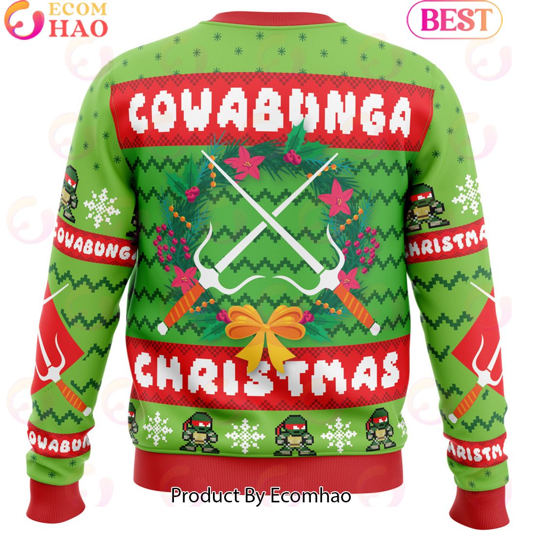 Cowabunga Raphael Christmas Teenage Mutant Ninja Turtles Ugly Christmas Sweater