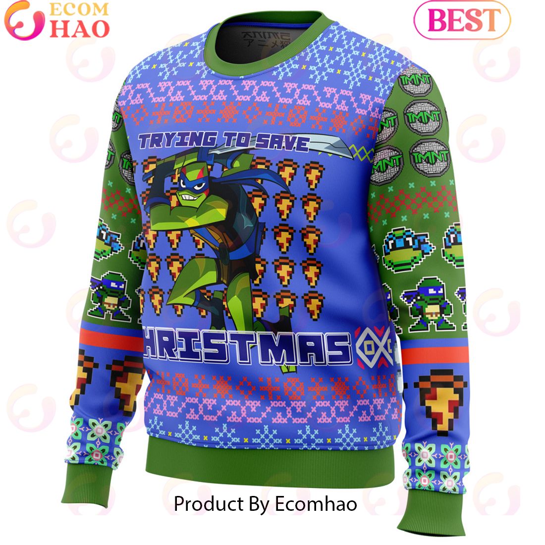 Leonardo Rise of the Teenage Mutant Ninja Turtles Ugly Christmas Sweater