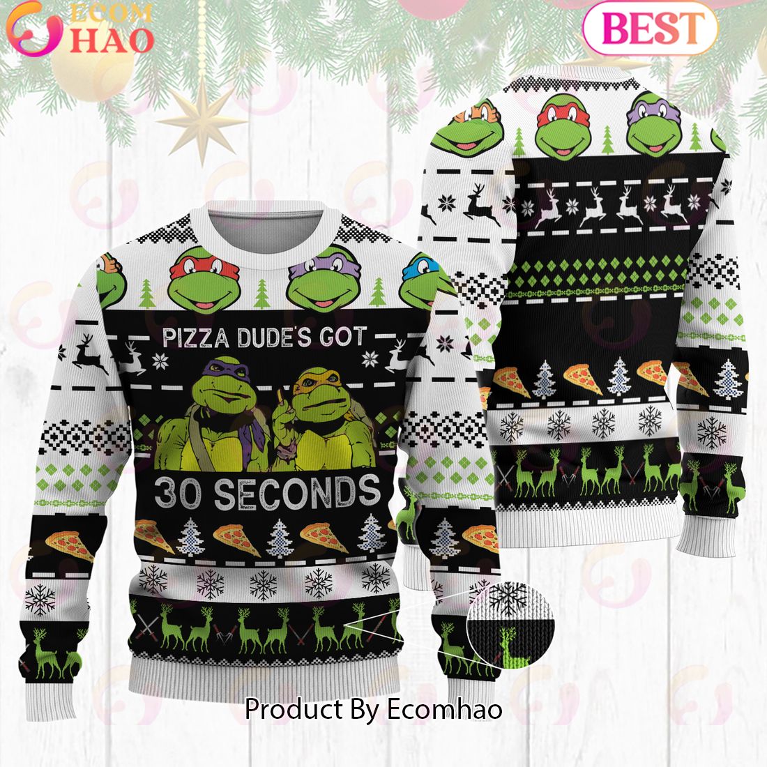 TMNT Ugly Sweater Pizza Dude’s Got 30 Seconds