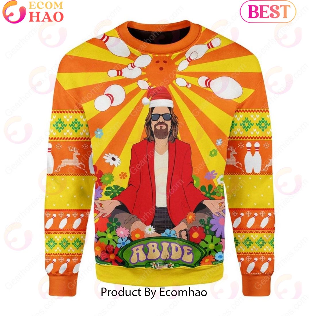 The big lebowski hippie all over printed ugly christmas sweater