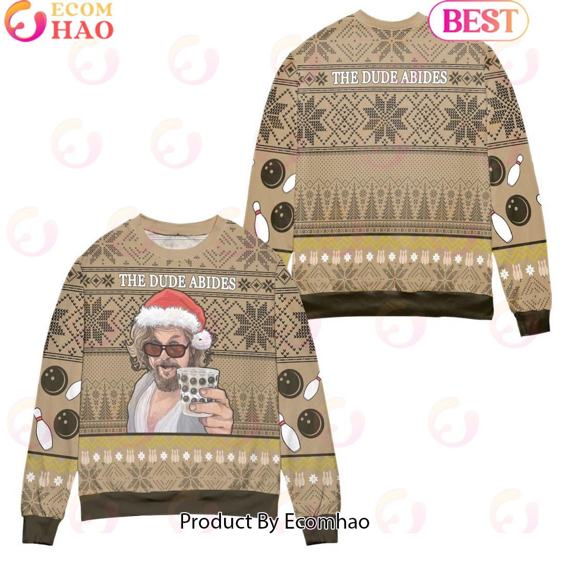 The Big Lebowski The Dude Abides Ugly Christmas Sweater – All Over Print 3D Sweater